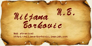 Miljana Borković vizit kartica